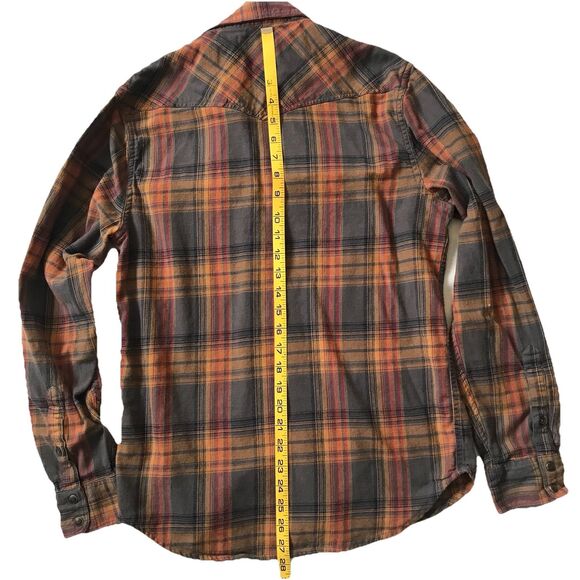 LUCKY BRAND Camel Gray Red Plaid Snap Front Long Sleeve Flannel Shirt Women’s S - Picture 10 of 13
